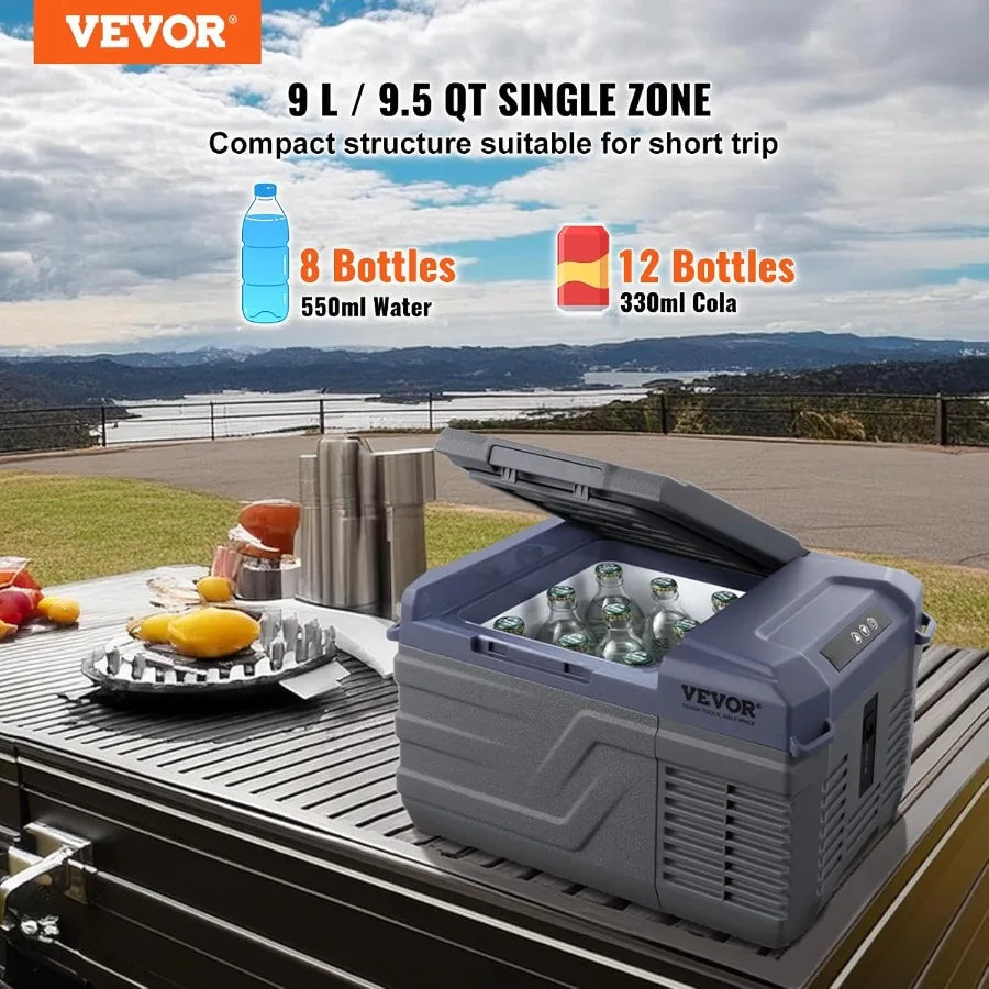 12 Volt Car Refrigerator Fridge 9 L Single Zone Portable Freezer with Adjustable Temperature