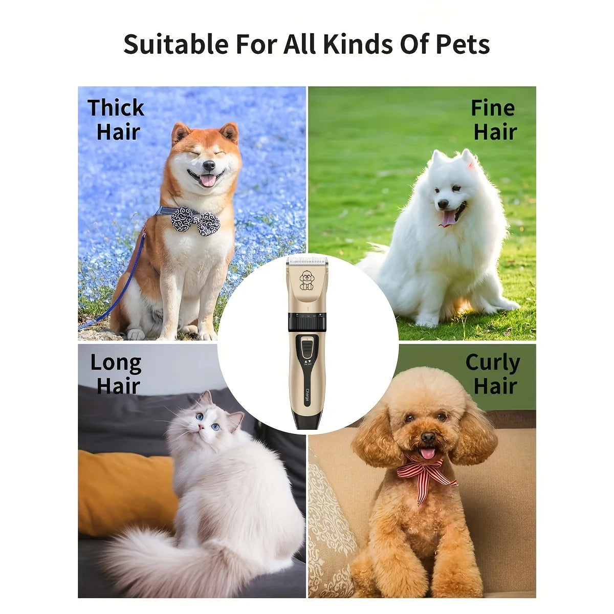 Low-noise professional USB rechargeable pet grooming tool set,