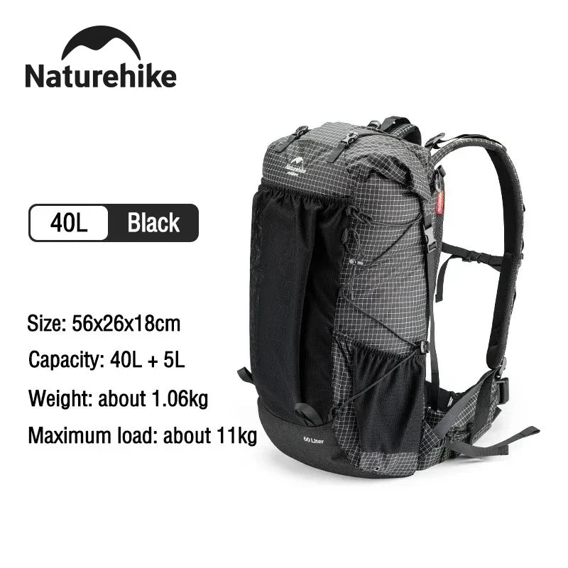 Outdoor Mountain Backpack 60+5L Waterproof High Capacity Climbing, Hiking Travel Bag With Rain Cover