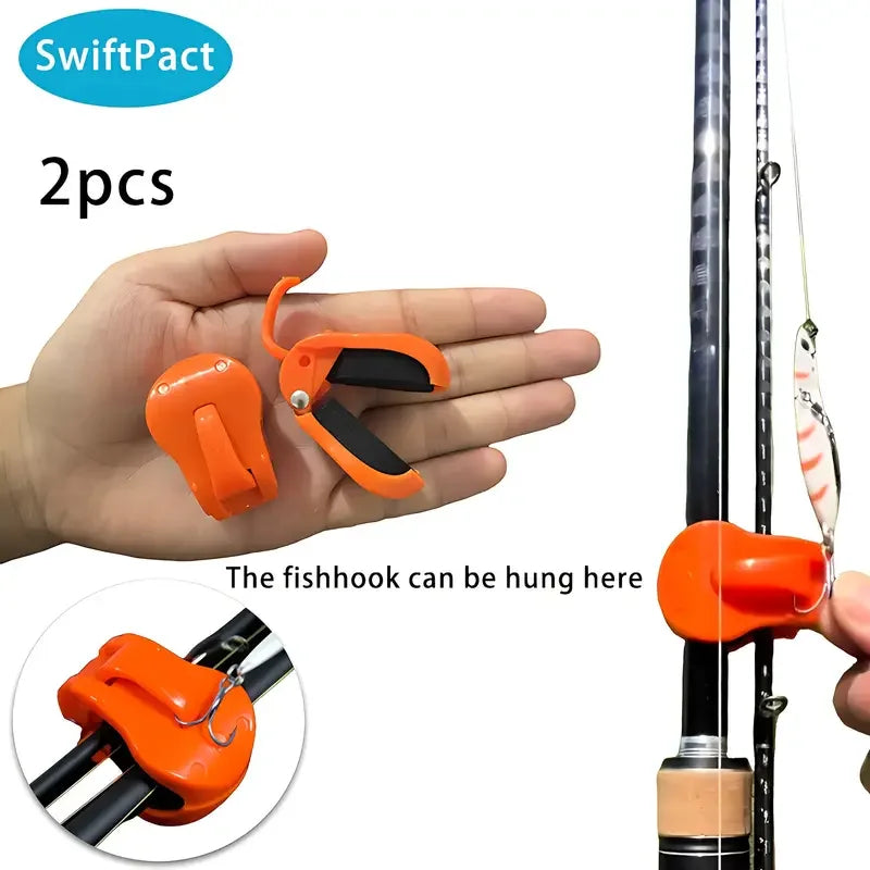 2pcs Quick-Attach Fishing Rod Clip - Tool-Free 1-Hand Holder for 2-Piece Freshwater Rods, Secure Grip Tackle Organizer