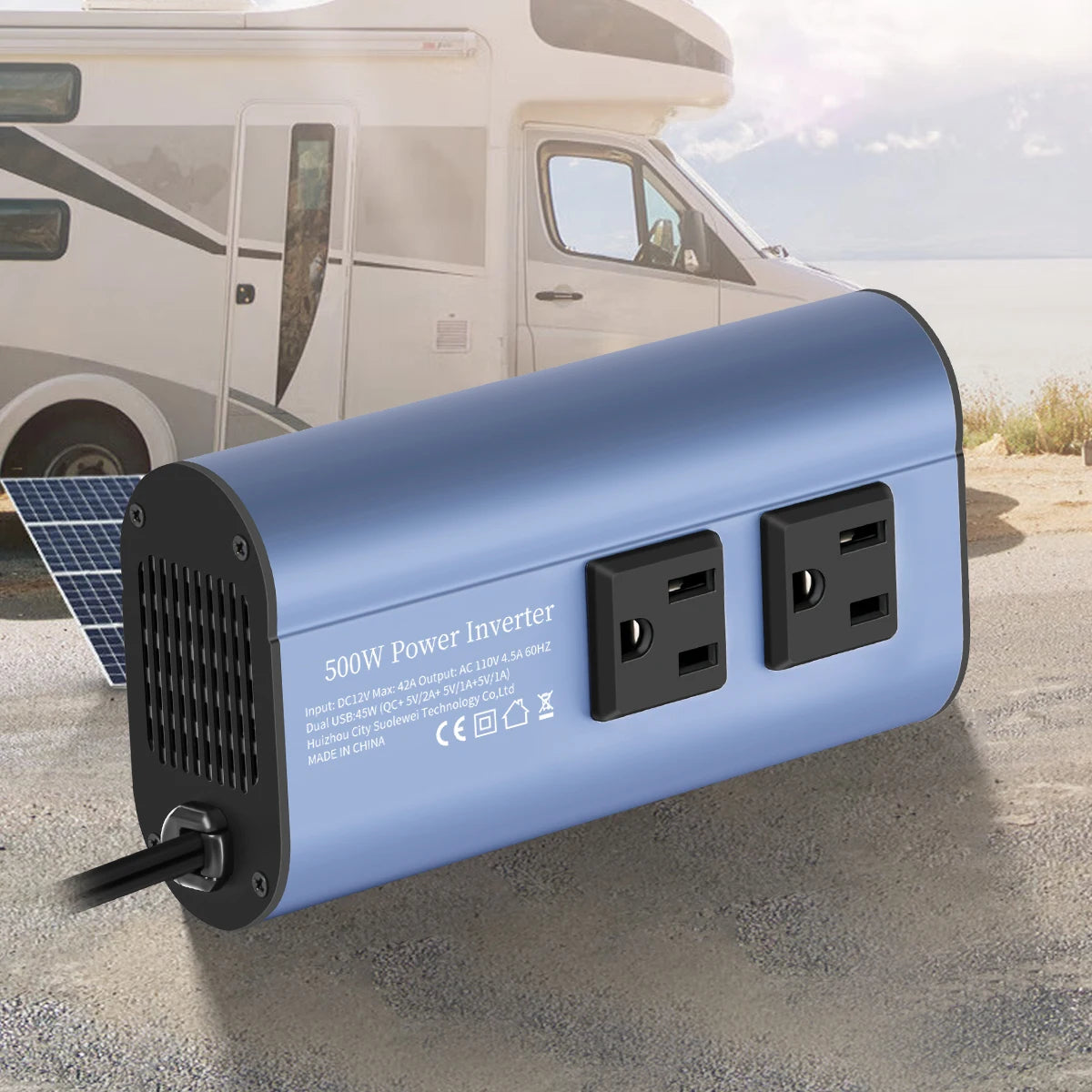 500W Double receptacle 4USB  Modified Frequency Inverter DC12V To AC 110V Ports Car Adapter Portable Inverter