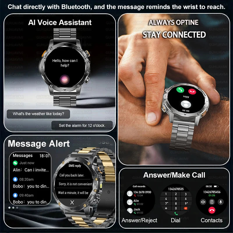 2026 New Military Smart Watch 1000Mah Battery Fitness Tracking 10ATM Waterproof Tactics Sport Flashlight call Bracelet For