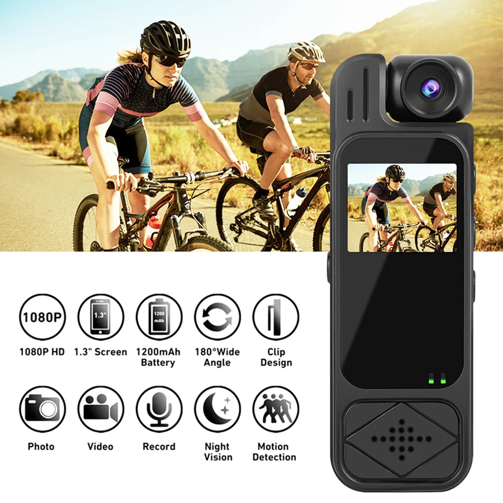 Mini Body Camera 1080P HD  Night Vision Digital Video Recorder 1.3 Inch Bodycam Police Small Camcorder